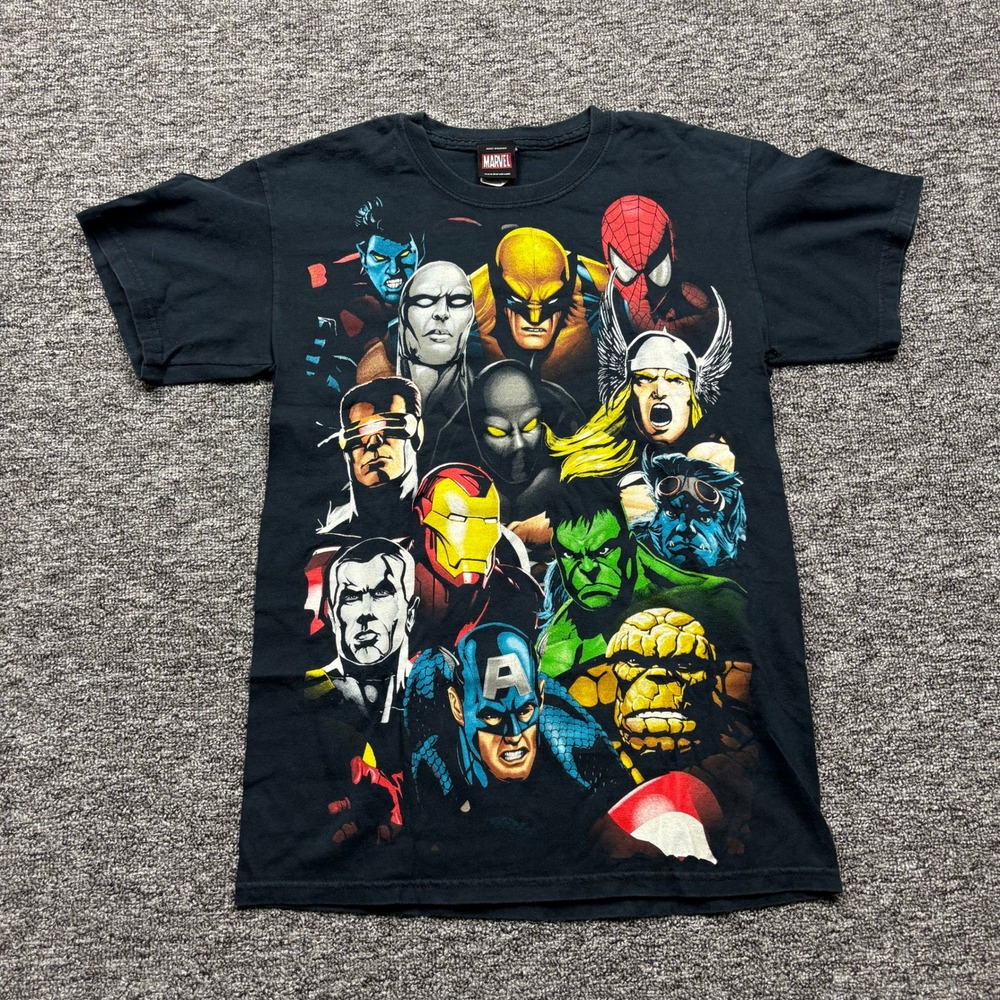 Y2K 2000s Marvel Mad Engine Superhero Graphic Black T-Shirt Unisex Size Small